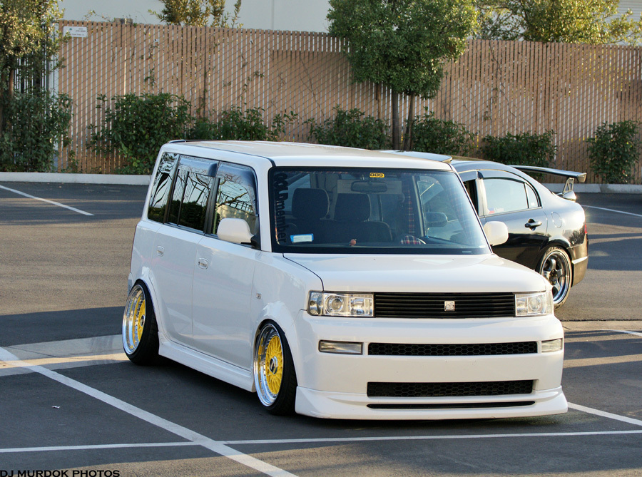 The gentleman's choice BBS RM012 s with mega camber on the Scion XB